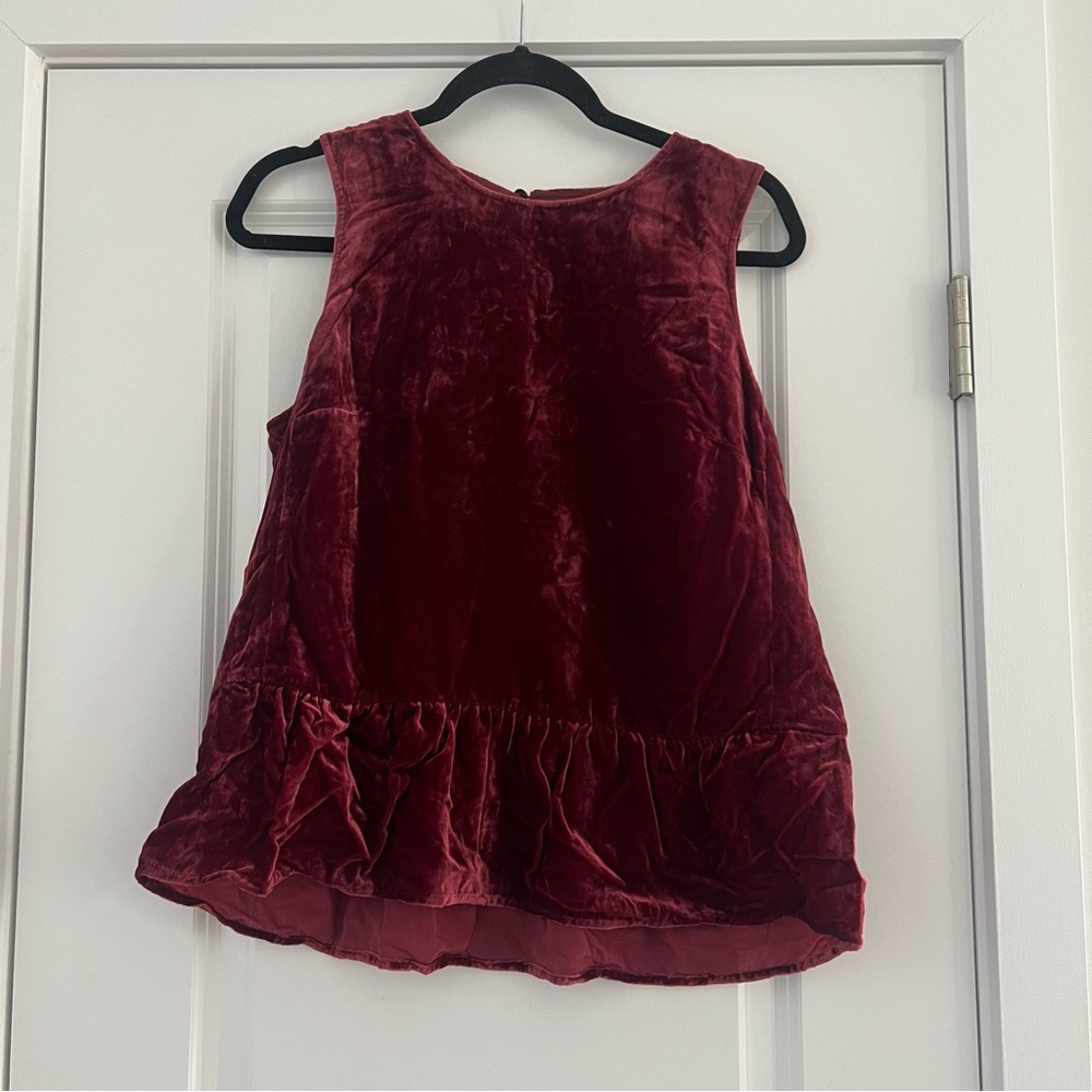 Crushed Velvet Wine Colored J.Crew Top